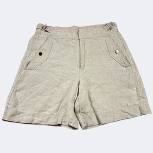 Athleta Voyager Linen Shorts Tan Utility Pockets Adjustable Waist Coastal Size 6
